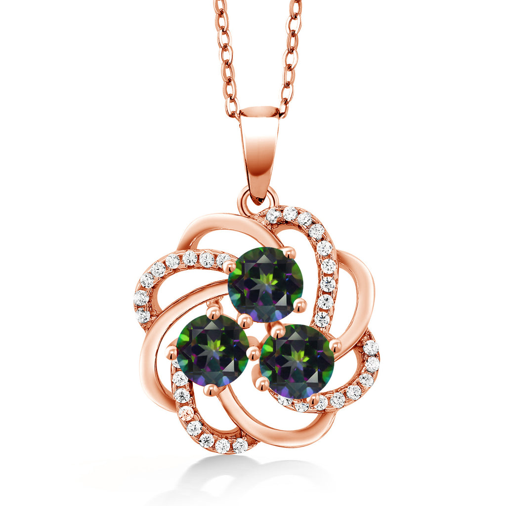 Green Mystic Topaz_Pendant in 925 Rose Gold Plated Silver