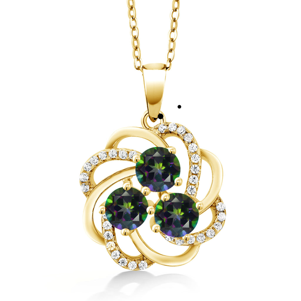 Green Mystic Topaz_Pendant in 925 Yellow Gold Plated Silver