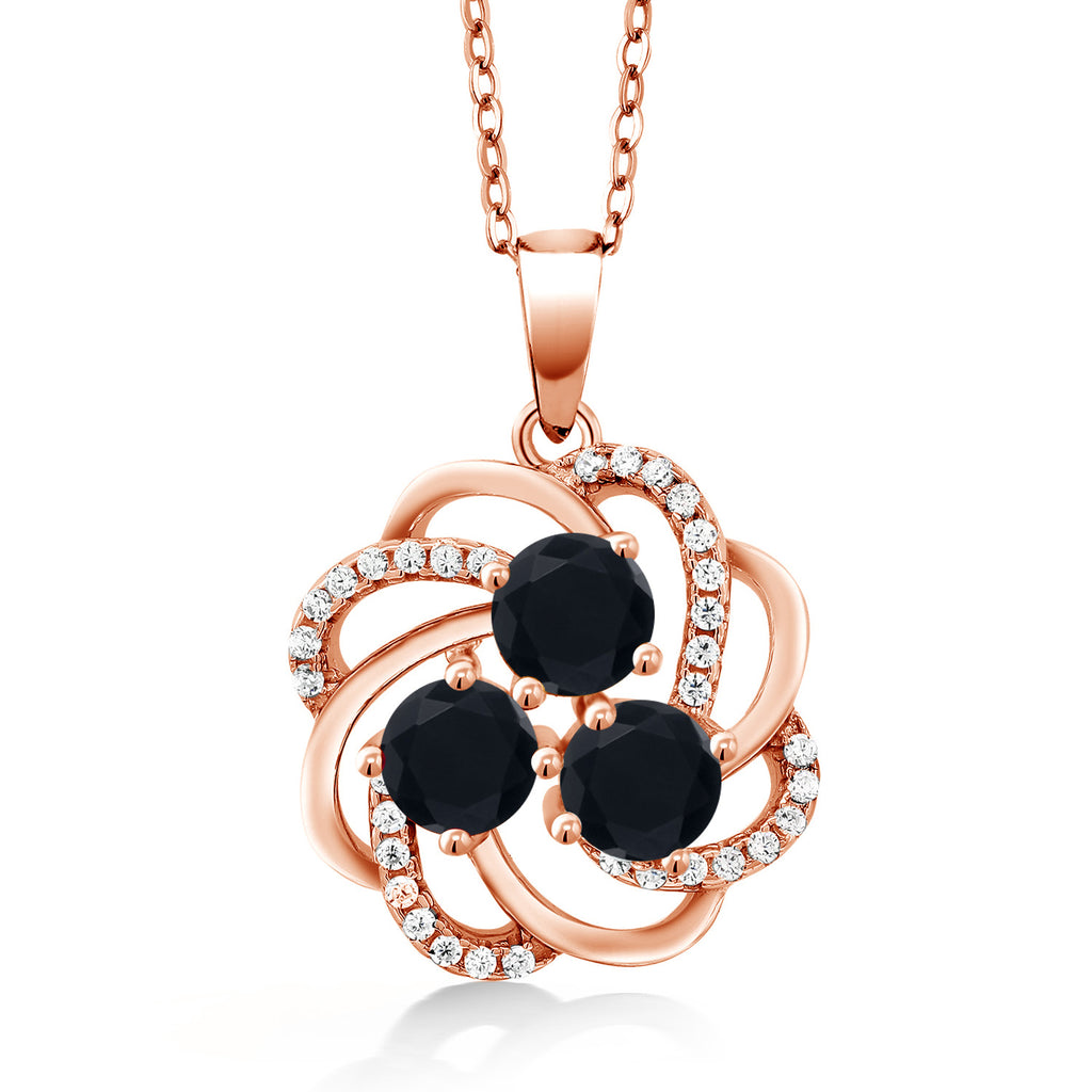 Onyx - December_Pendant in 925 Rose Gold Plated Silver