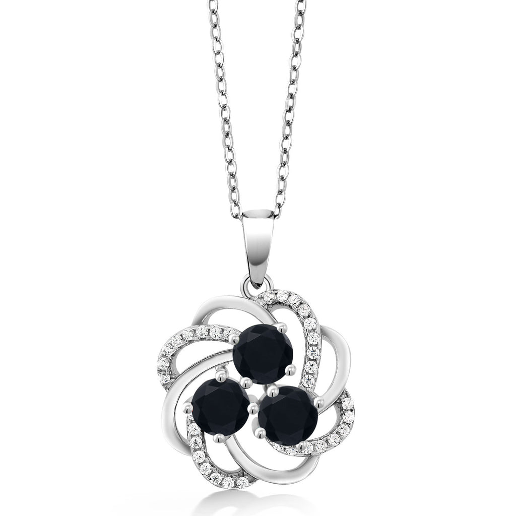 Onyx and Zirconia_Pendant in 925 Sterling Silver
