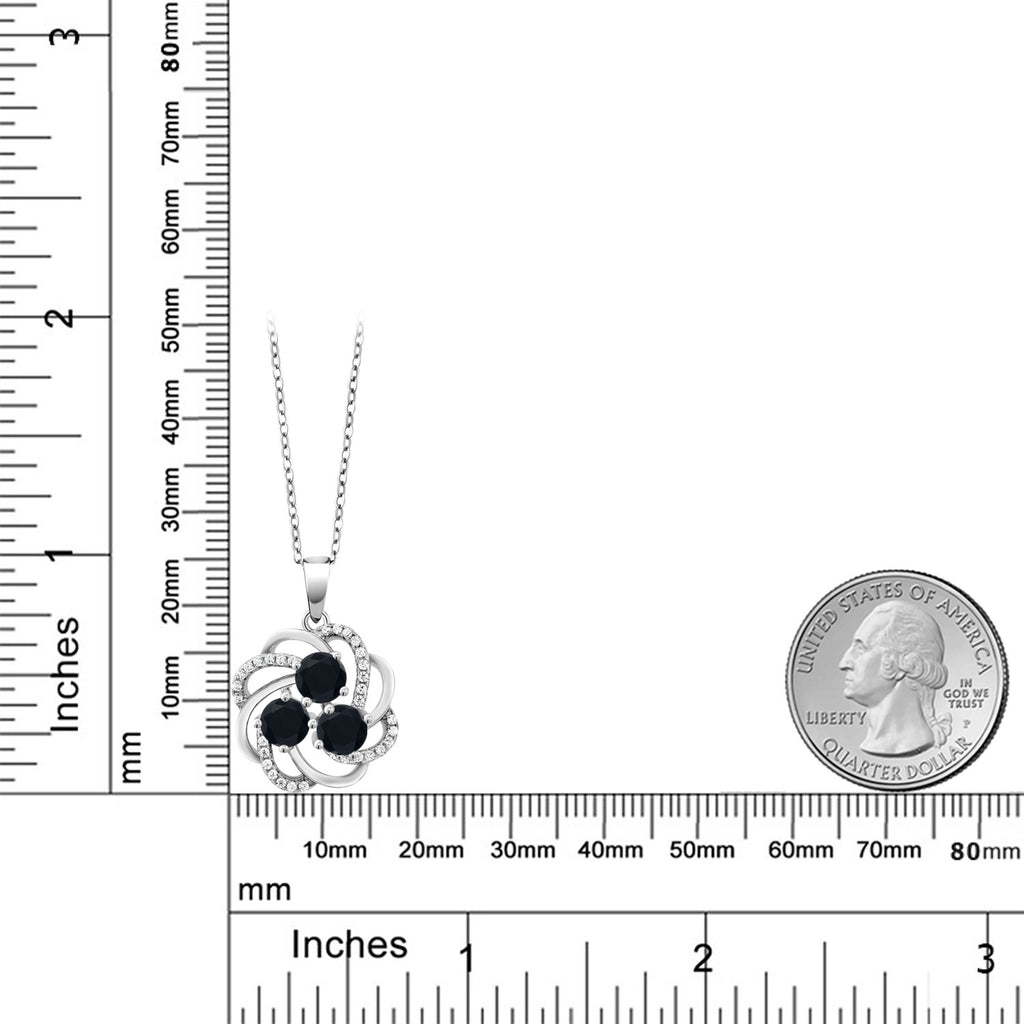 Onyx and Zirconia_Pendant in 925 Sterling Silver