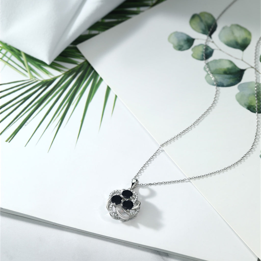 Onyx and Zirconia_Pendant in 925 Sterling Silver