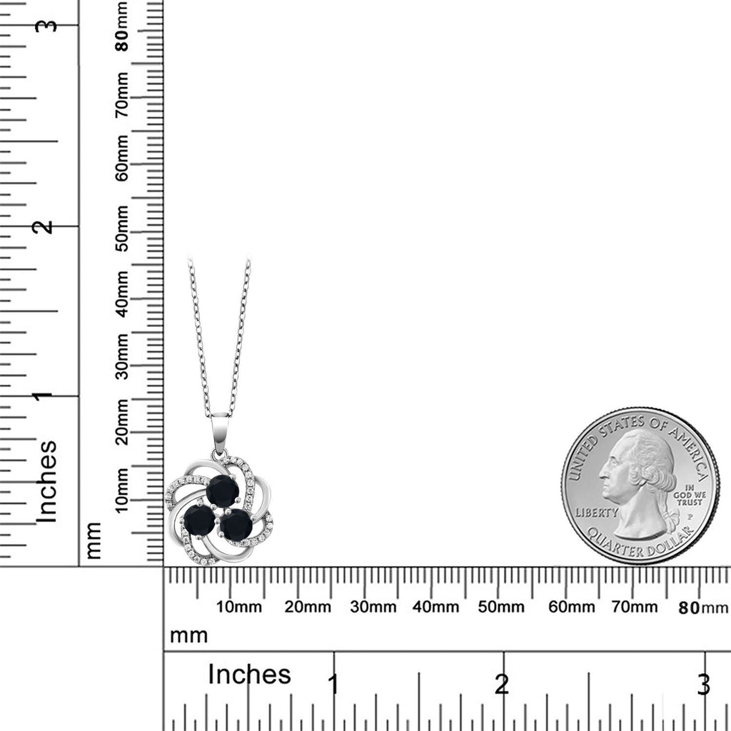 Onyx and Zirconia_Pendant in 925 Sterling Silver