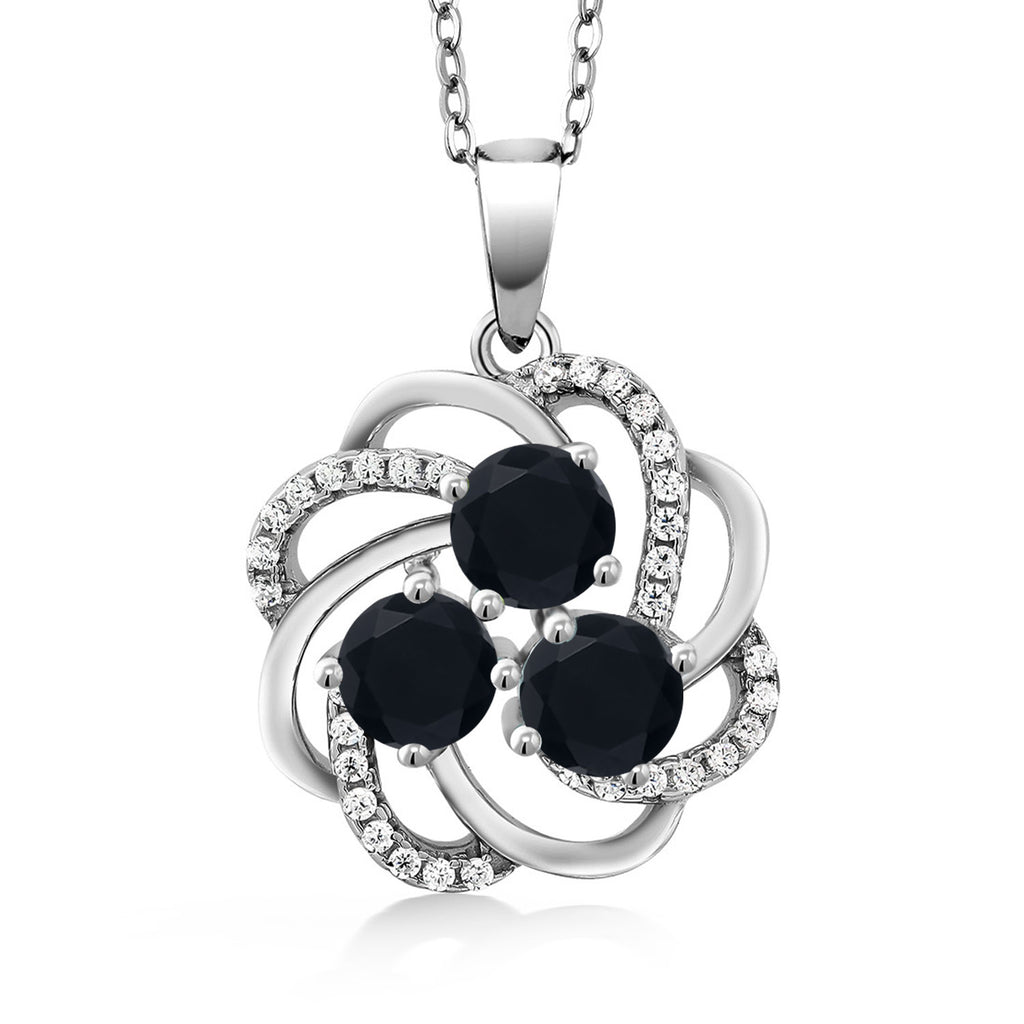 Onyx and Zirconia_Pendant in 925 Sterling Silver