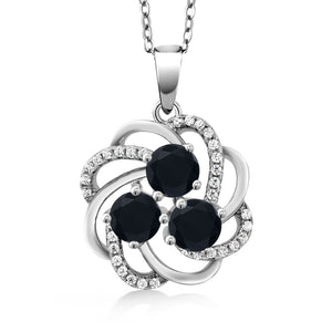 Onyx and Zirconia_Pendant in 925 Sterling Silver