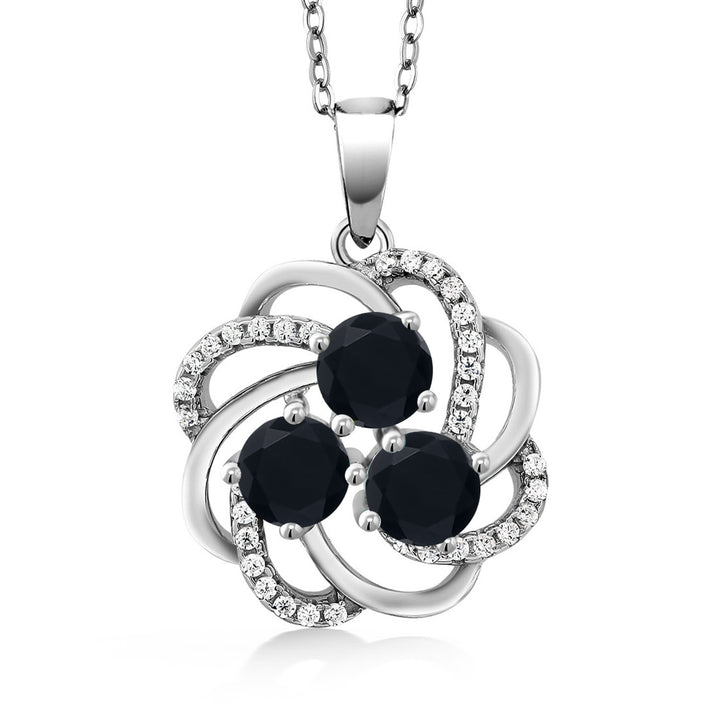 Onyx and Zirconia_Pendant in 925 Sterling Silver