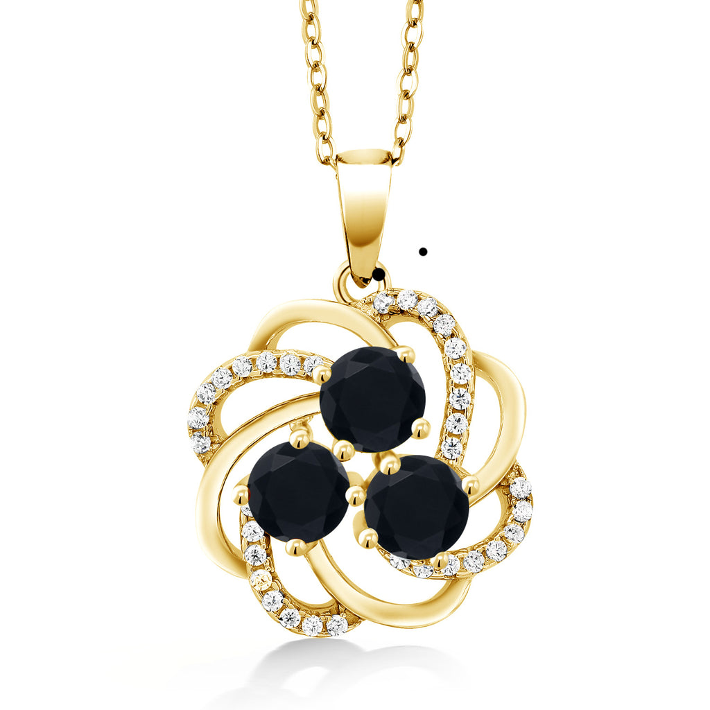 Onyx - December_Pendant in 925 Yellow Gold Plated Silver