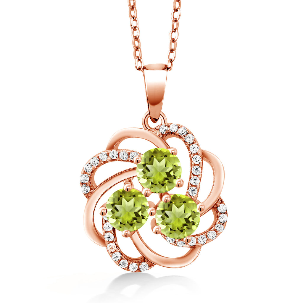 Peridot - August_Pendant in 925 Rose Gold Plated Silver
