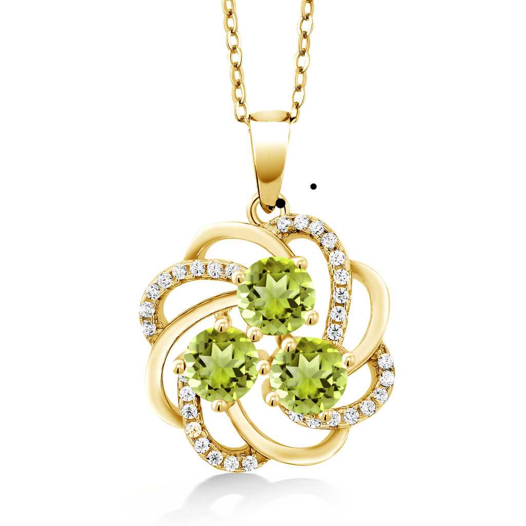 Peridot - August_Pendant in 925 Yellow Gold Plated Silver