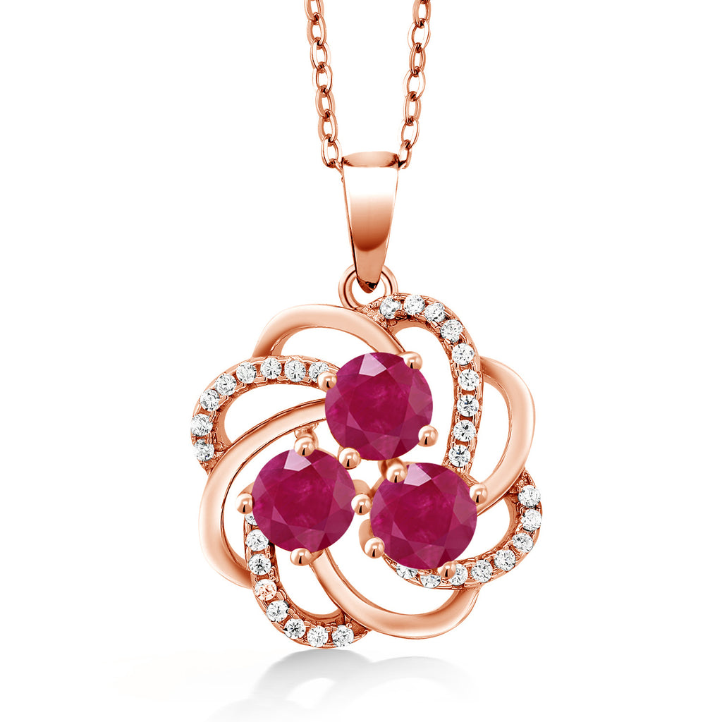 Ruby - July_Pendant in 925 Rose Gold Plated Silver