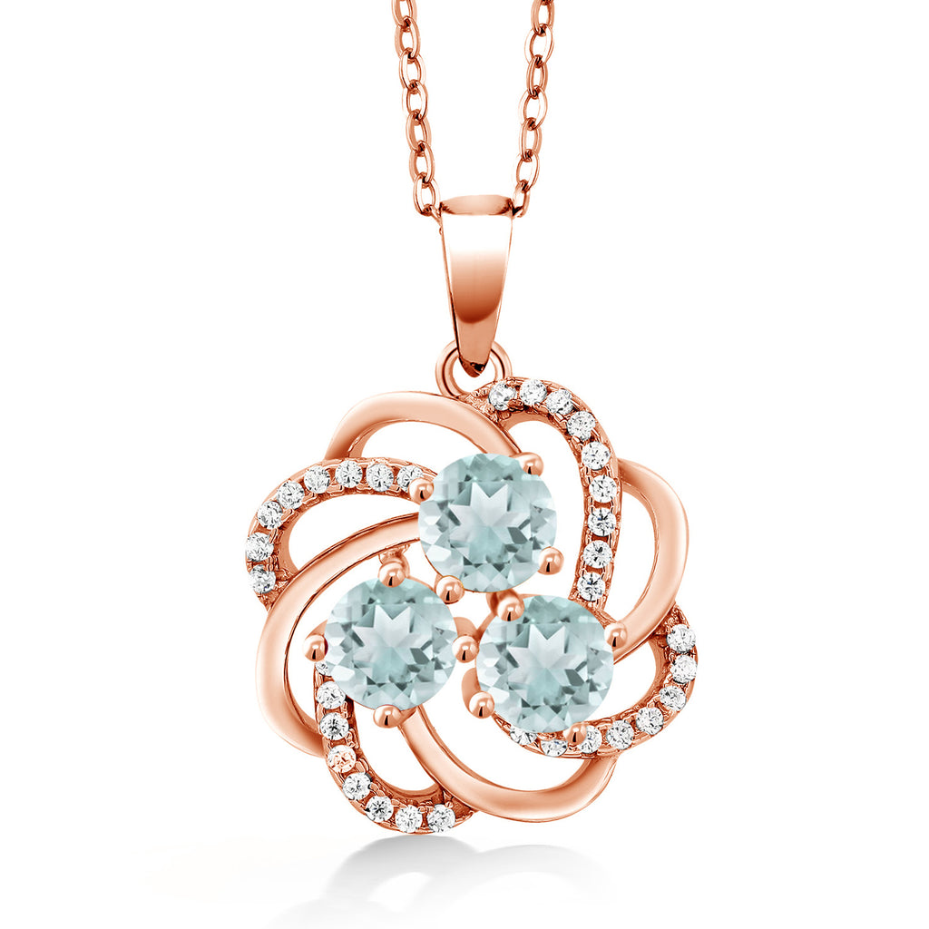 Sky Blue Topaz - November_Pendant in 925 Rose Gold Plated Silver