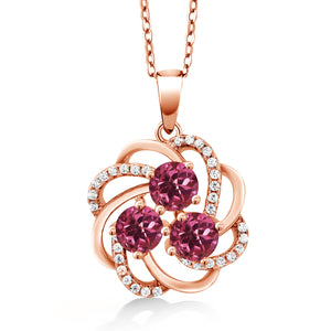 Pink Tourmaline - October_Pendant in 925 Rose Gold Plated Silver