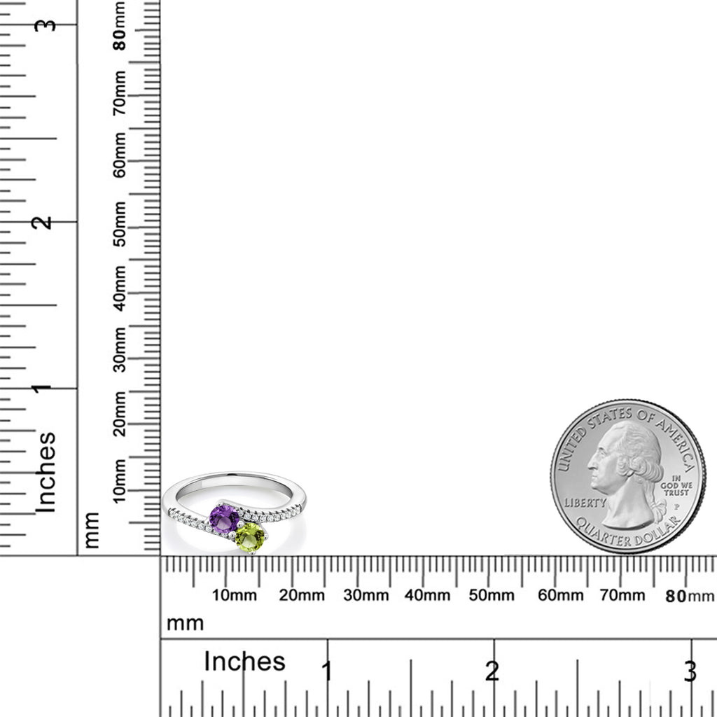 Amethyst - Peridot and Zirconia_6_Ring in 925 Sterling Silver