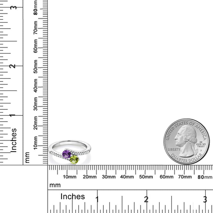 Amethyst - Peridot and Zirconia_6_Ring in 925 Sterling Silver