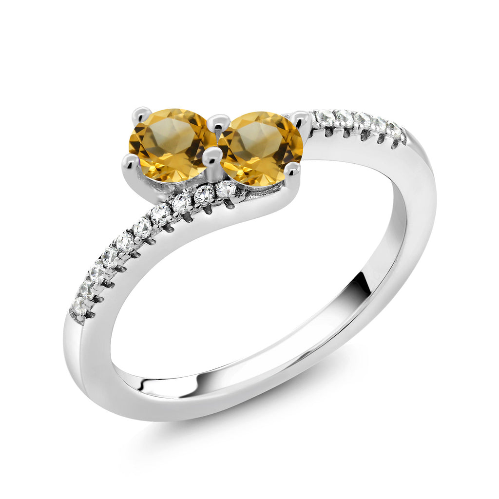 Citrine and Zirconia_7_Ring in 925 Sterling Silver