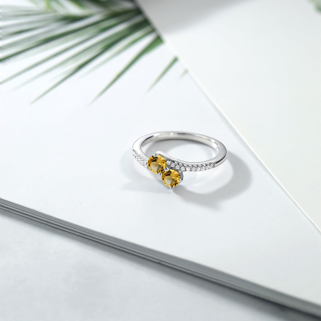 Citrine and Zirconia_7_Ring in 925 Sterling Silver