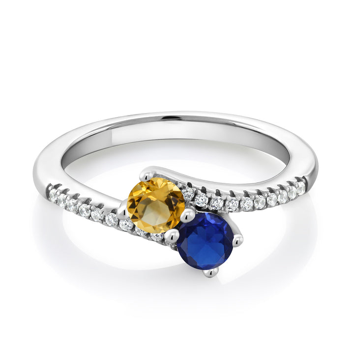 Blue Created Sapphire - September_9_Ring in 925 Sterling Silver