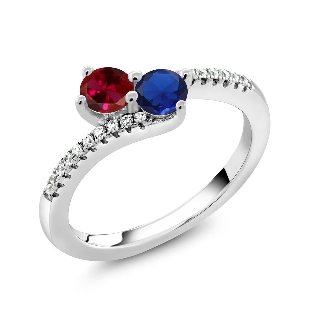 Created Ruby - Created Sapphire and Zirconia_7_Ring in 925 Sterling Silver