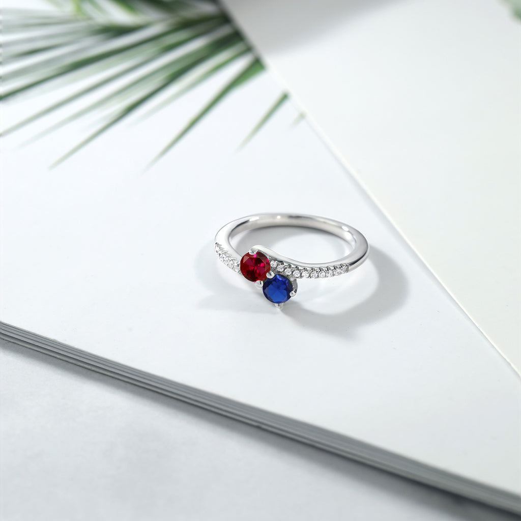 Created Ruby - Created Sapphire and Zirconia_7_Ring in 925 Sterling Silver
