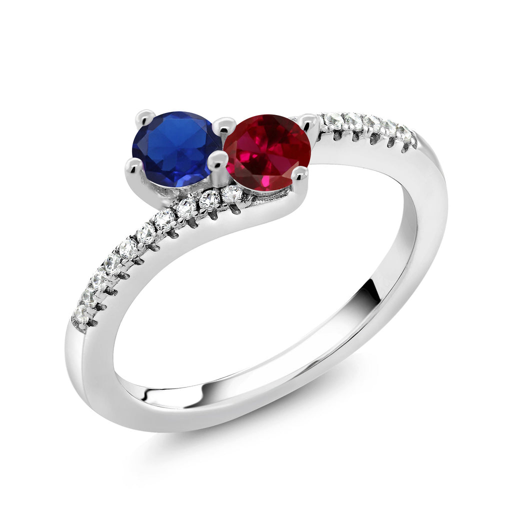Created Sapphire - Created Ruby and Zirconia_7_Ring in 925 Sterling Silver