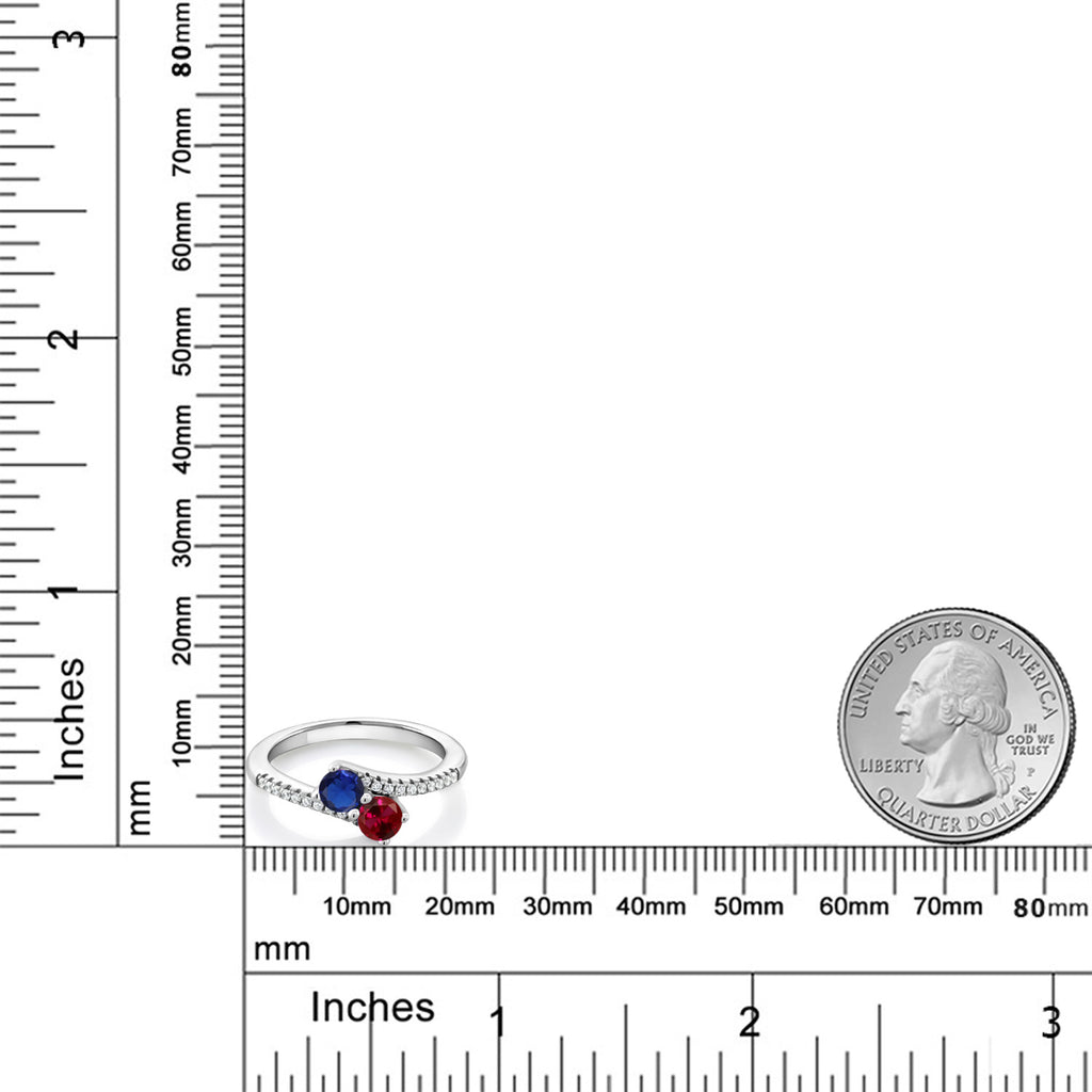 Created Sapphire - Created Ruby and Zirconia_7_Ring in 925 Sterling Silver