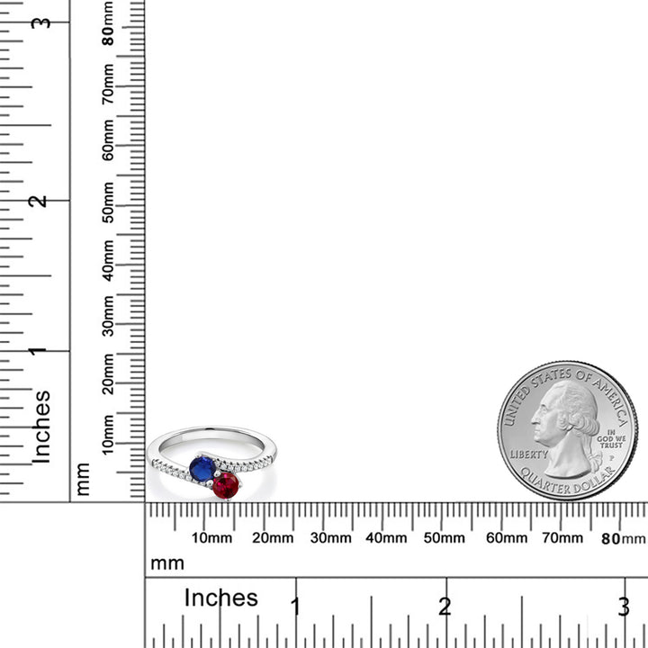 Created Sapphire - Created Ruby and Zirconia_7_Ring in 925 Sterling Silver