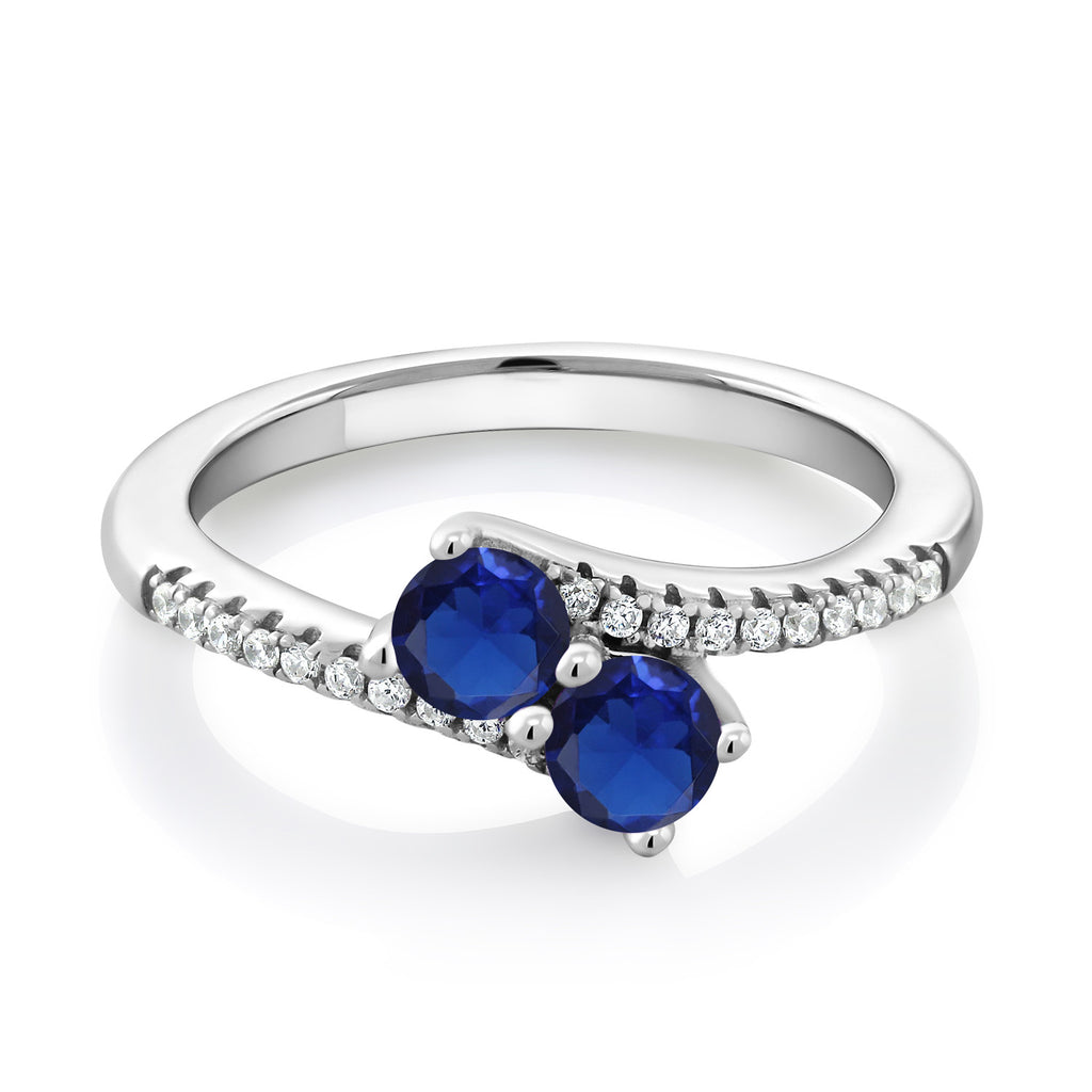 Blue Created Sapphire - September_9_Ring in 925 Sterling Silver