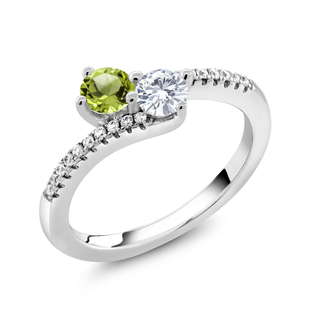 Peridot - Moissanite and Zirconia_6_Ring in 925 Sterling Silver
