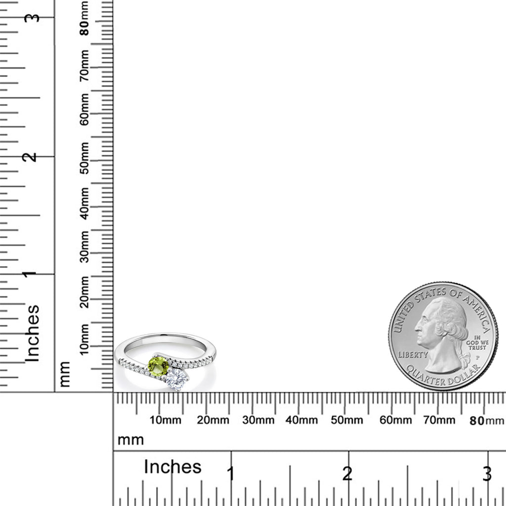 Peridot - Moissanite and Zirconia_6_Ring in 925 Sterling Silver