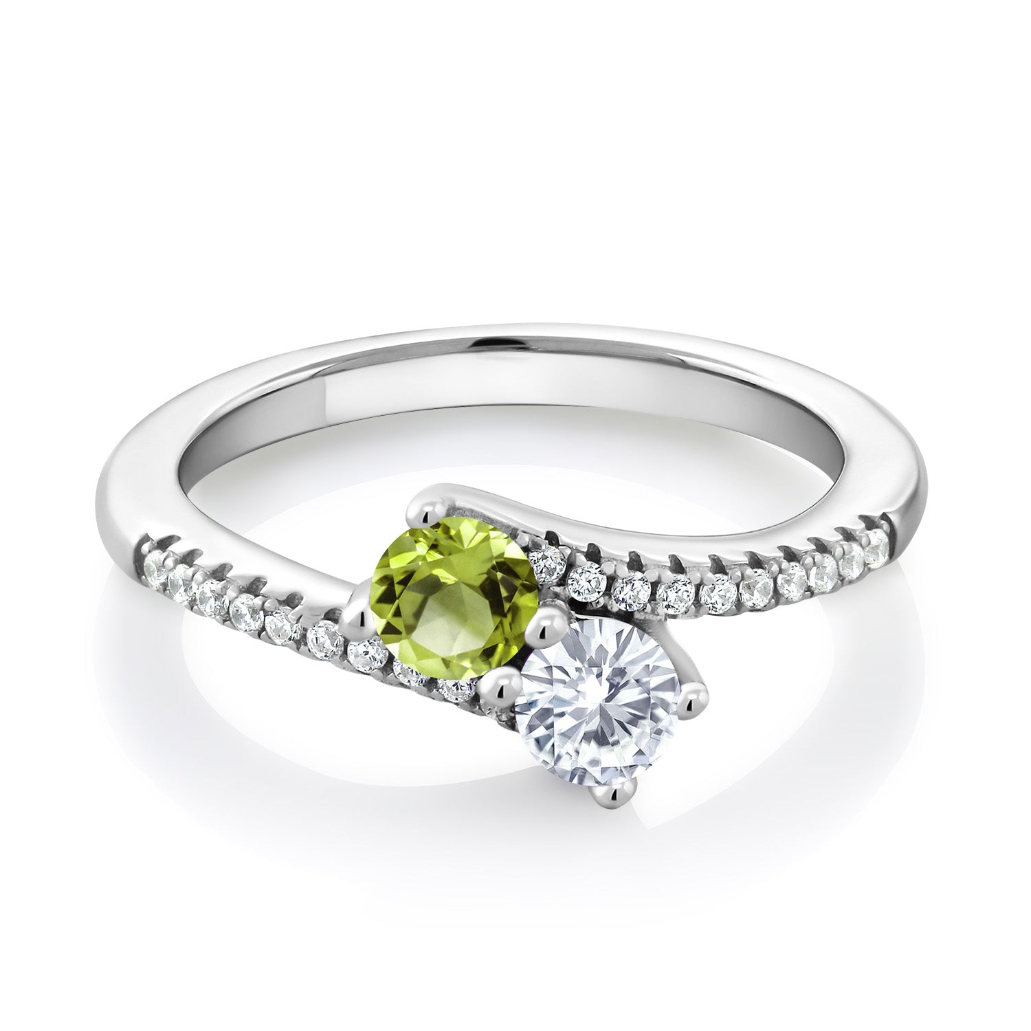 Peridot - Moissanite and Zirconia_6_Ring in 925 Sterling Silver