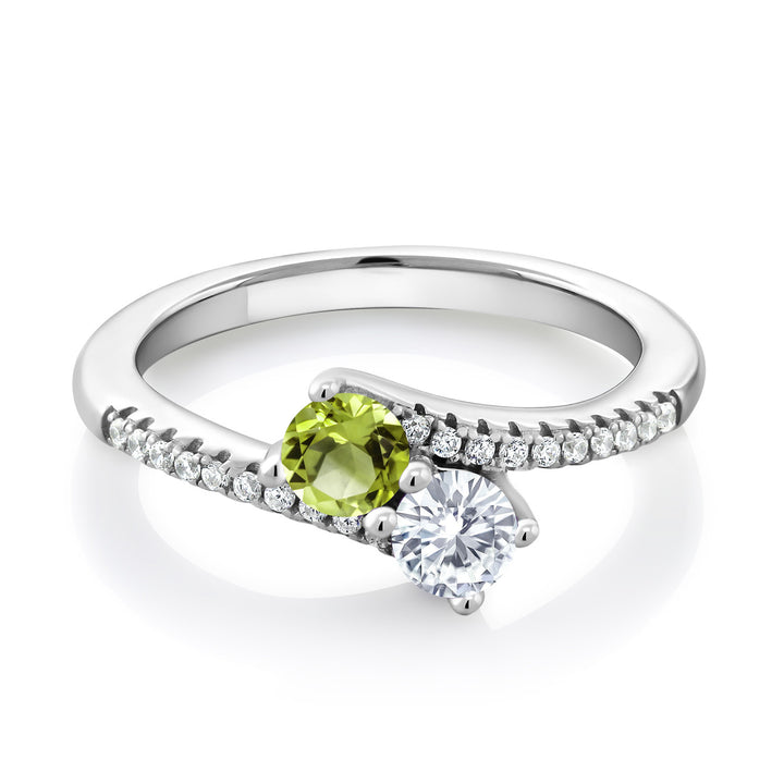 Peridot - Moissanite and Zirconia_6_Ring in 925 Sterling Silver