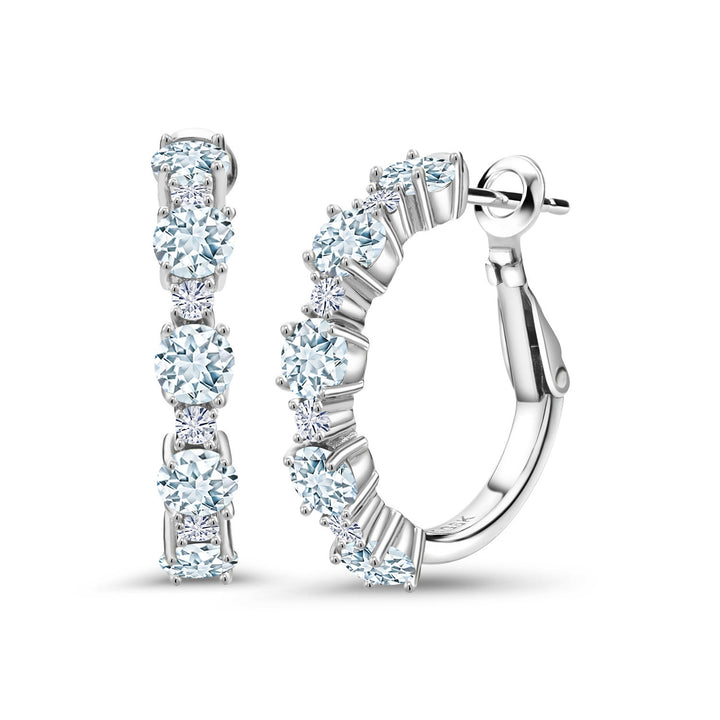 Aquamarine - March_Earrings in 925 Sterling Silver