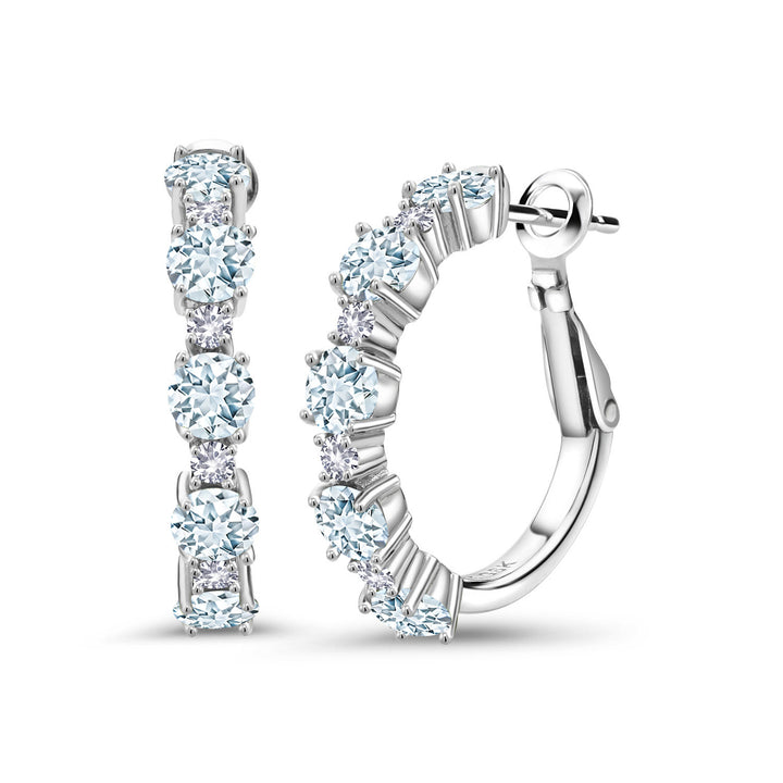 Aquamarine - March_Earrings in 925 Sterling Silver
