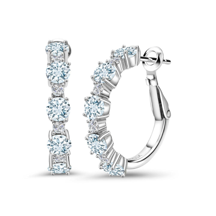 Aquamarine - March_Earrings in 925 Sterling Silver