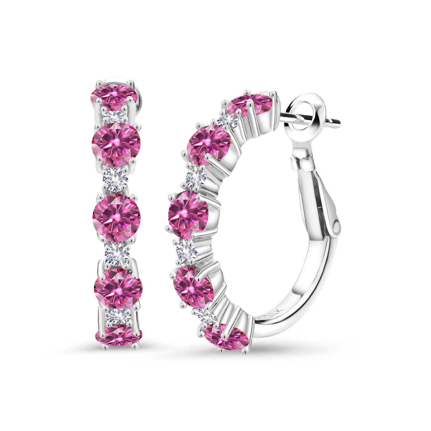 Pink Moissanite - April_Earrings in 925 Sterling Silver
