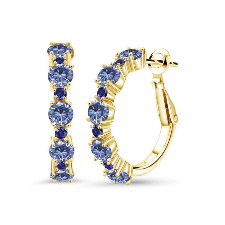 Persian Blue Moissanite - April_Earrings in 925 Yellow Gold Plated Silver
