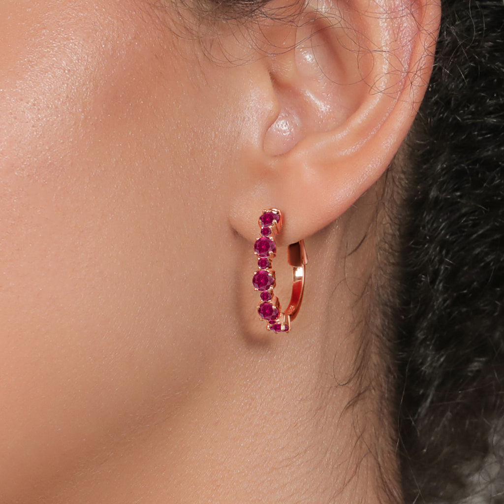 Red_Earrings in 925 Rose Gold Plated Silver