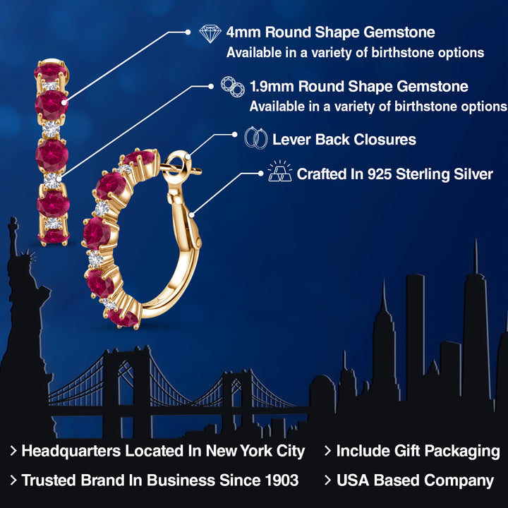 Red and White_Earrings in 925 Yellow Gold Plated Silver