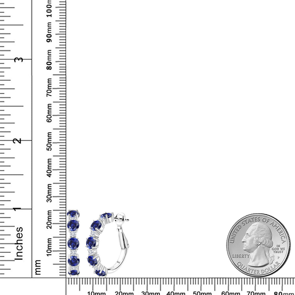 Blue and Near Colorless (GH)_Earrings in 925 Sterling Silver