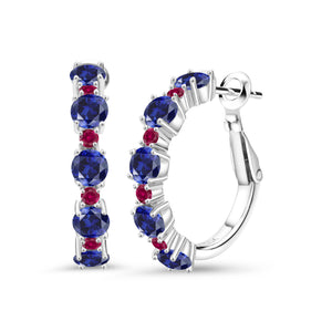 Blue and Red_Earrings in 925 Sterling Silver