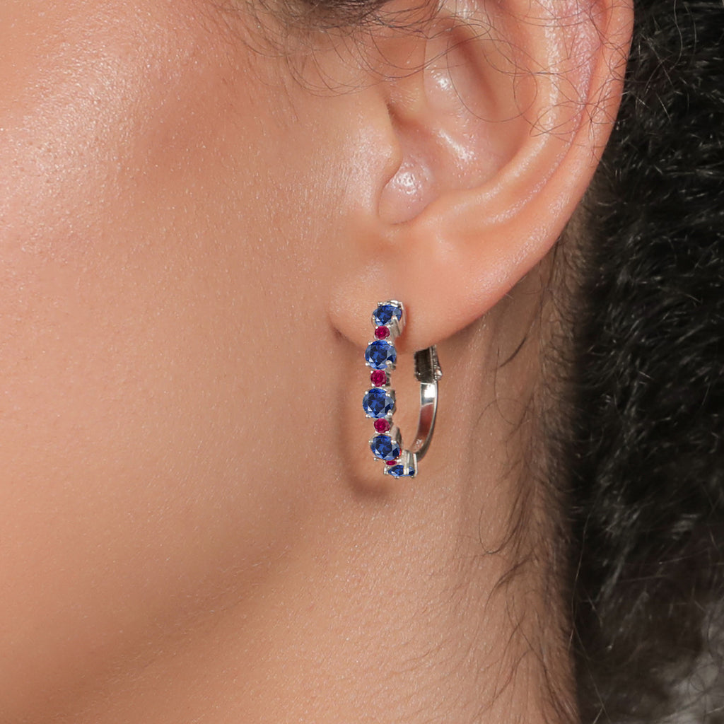 Blue and Red_Earrings in 925 Sterling Silver
