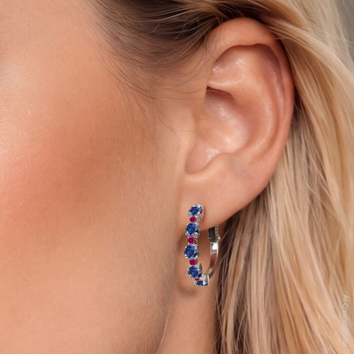Blue and Red_Earrings in 925 Sterling Silver