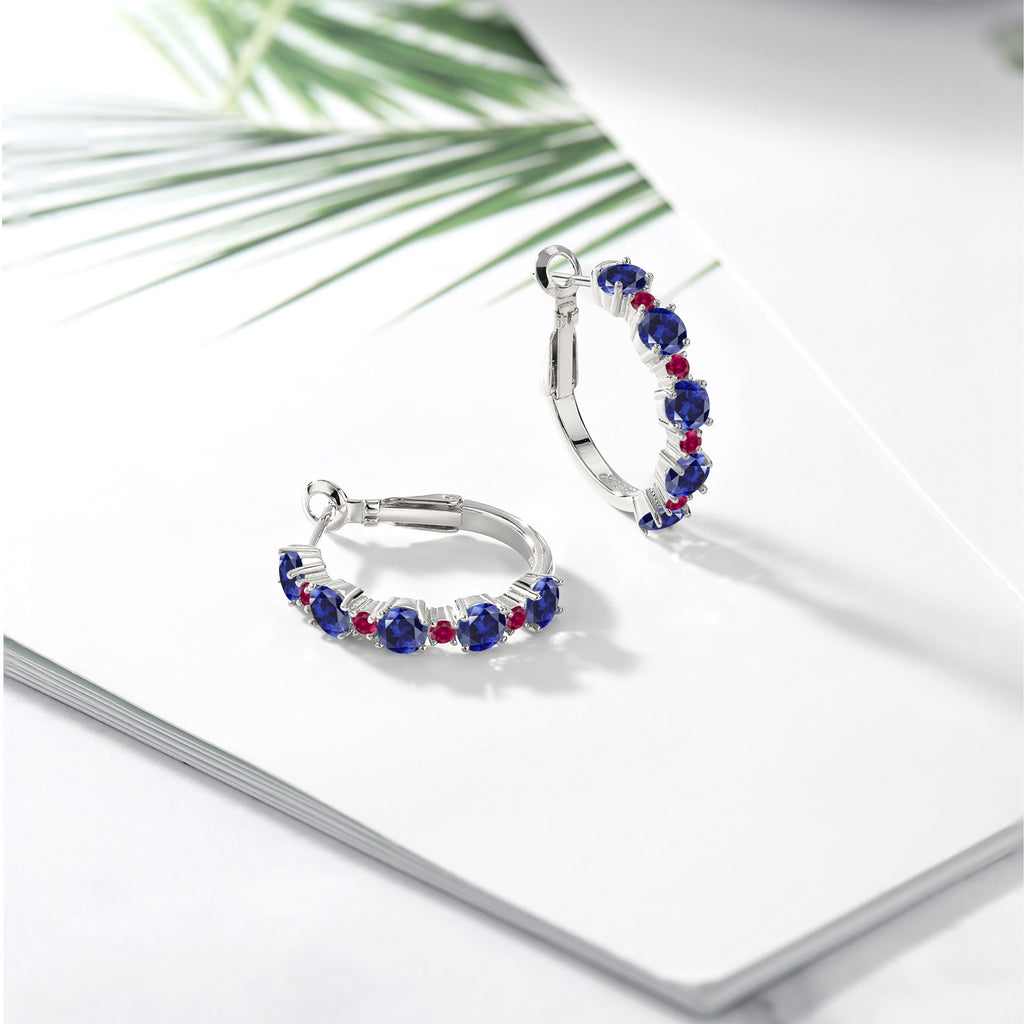 Blue and Red_Earrings in 925 Sterling Silver