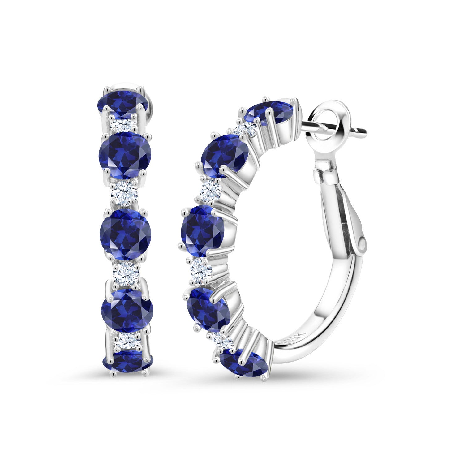 Blue Created Sapphire - September_Earrings in 925 Sterling Silver