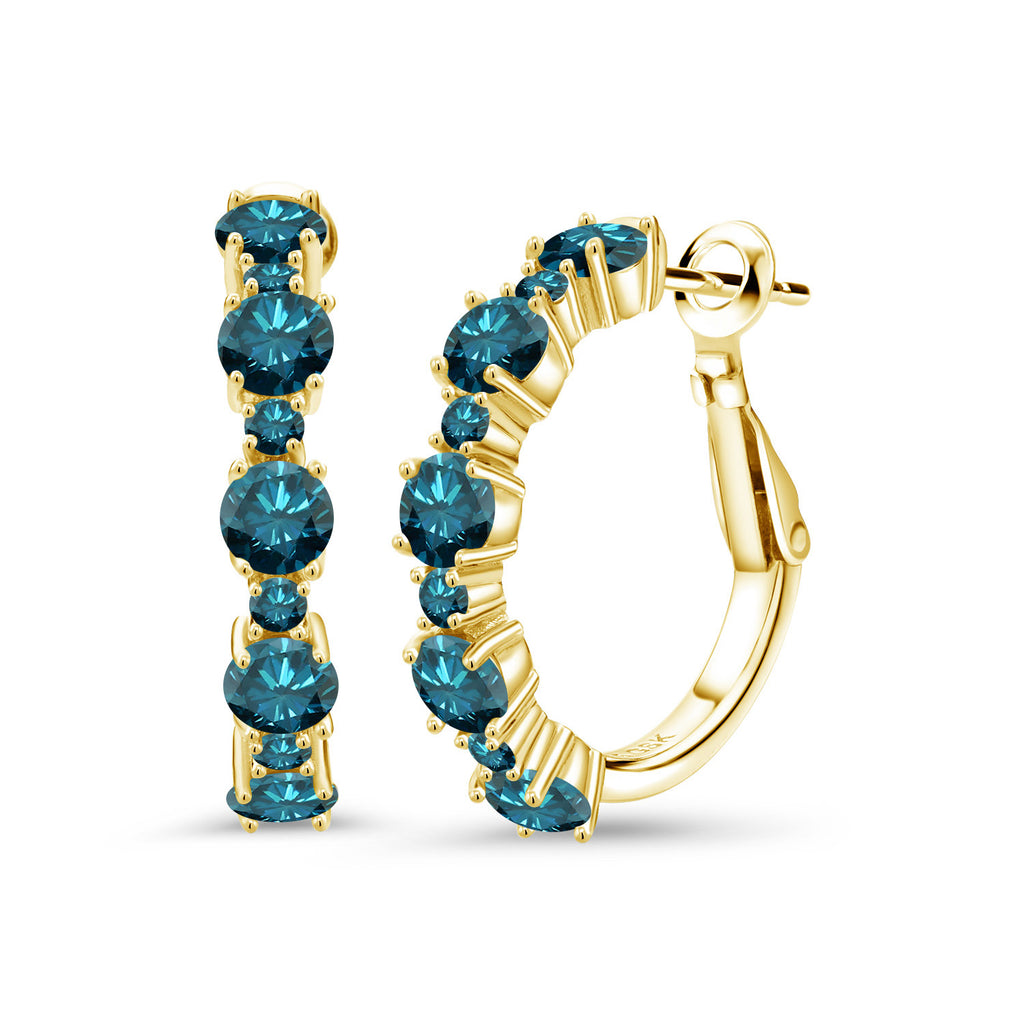 Blue Diamond - April_Earrings in 925 Yellow Gold Plated Silver