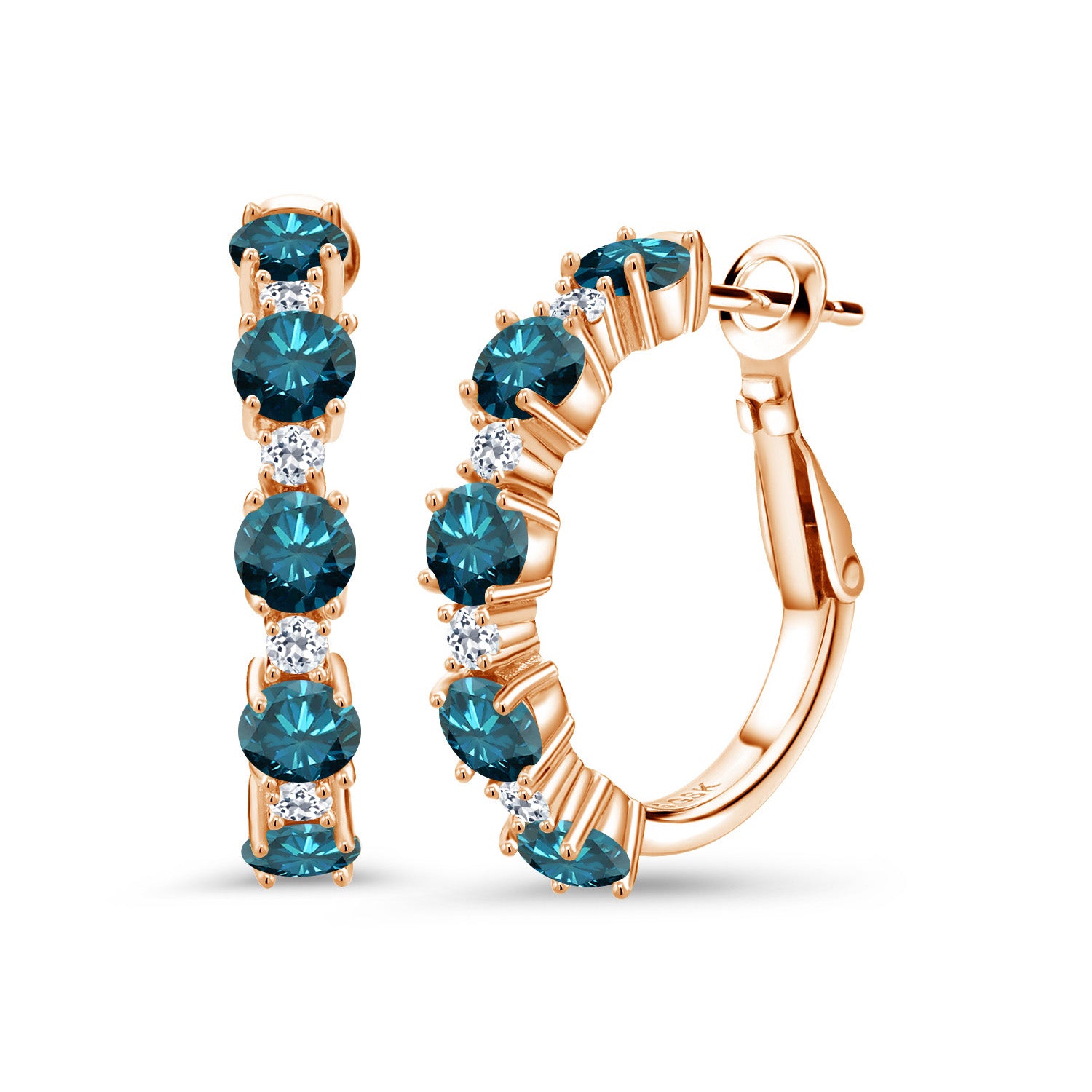 Blue Diamond - April_Earrings in 925 Rose Gold Plated Silver
