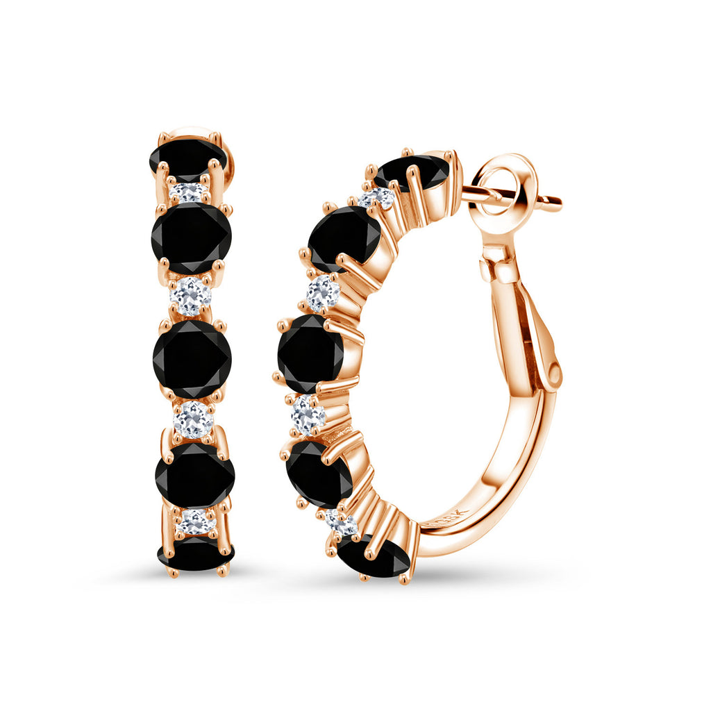 Black Diamond - April_Earrings in 925 Rose Gold Plated Silver
