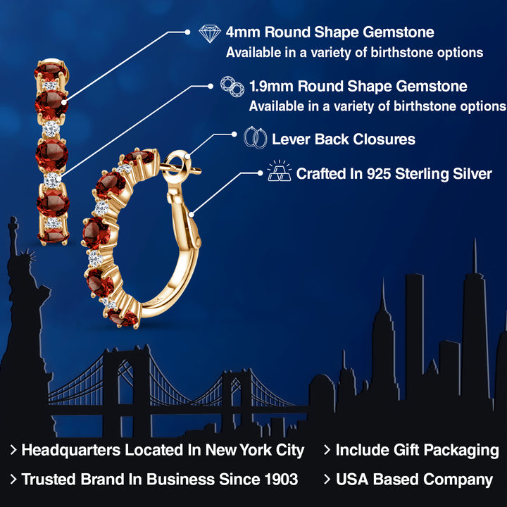 Red and White_Earrings in 925 Yellow Gold Plated Silver