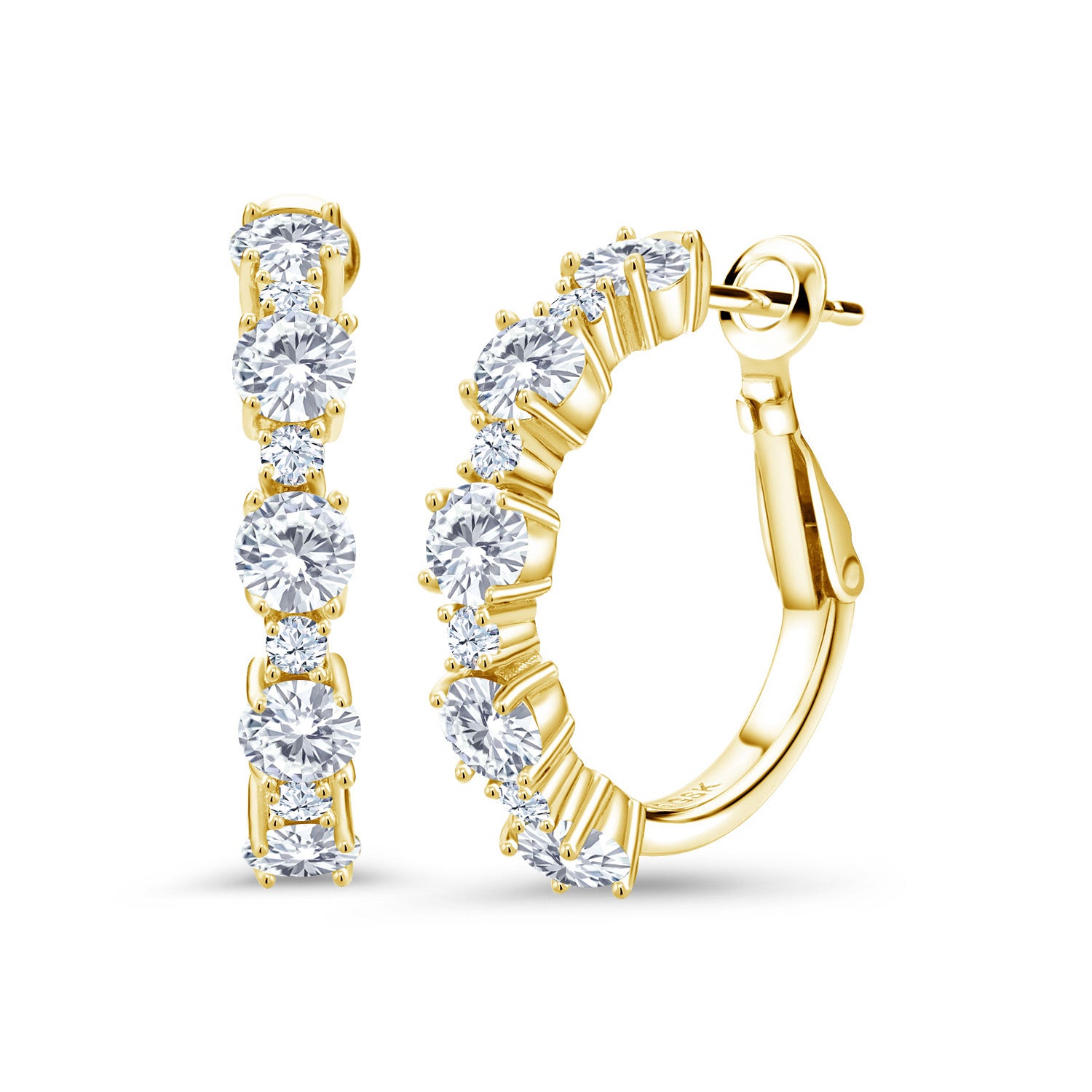 White Lab Grown Diamond - April_Earrings in 925 Yellow Gold Plated Silver