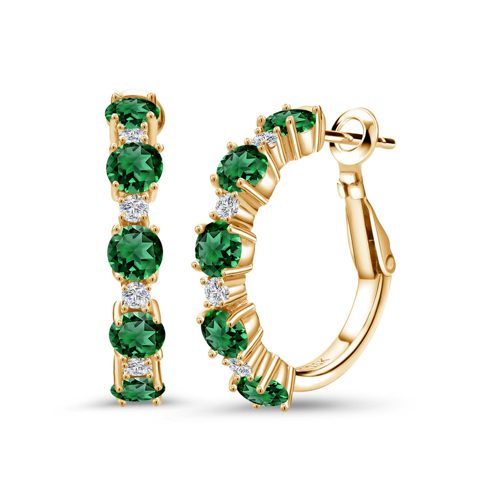 Nano Emerald - May_Earrings in 925 Yellow Gold Plated Silver